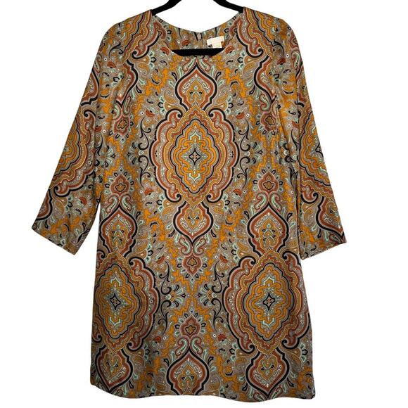 J.Crew Collection Jules Silk Fall Dress Italian Paisley Shift Size 4 - Picture 2 of 13